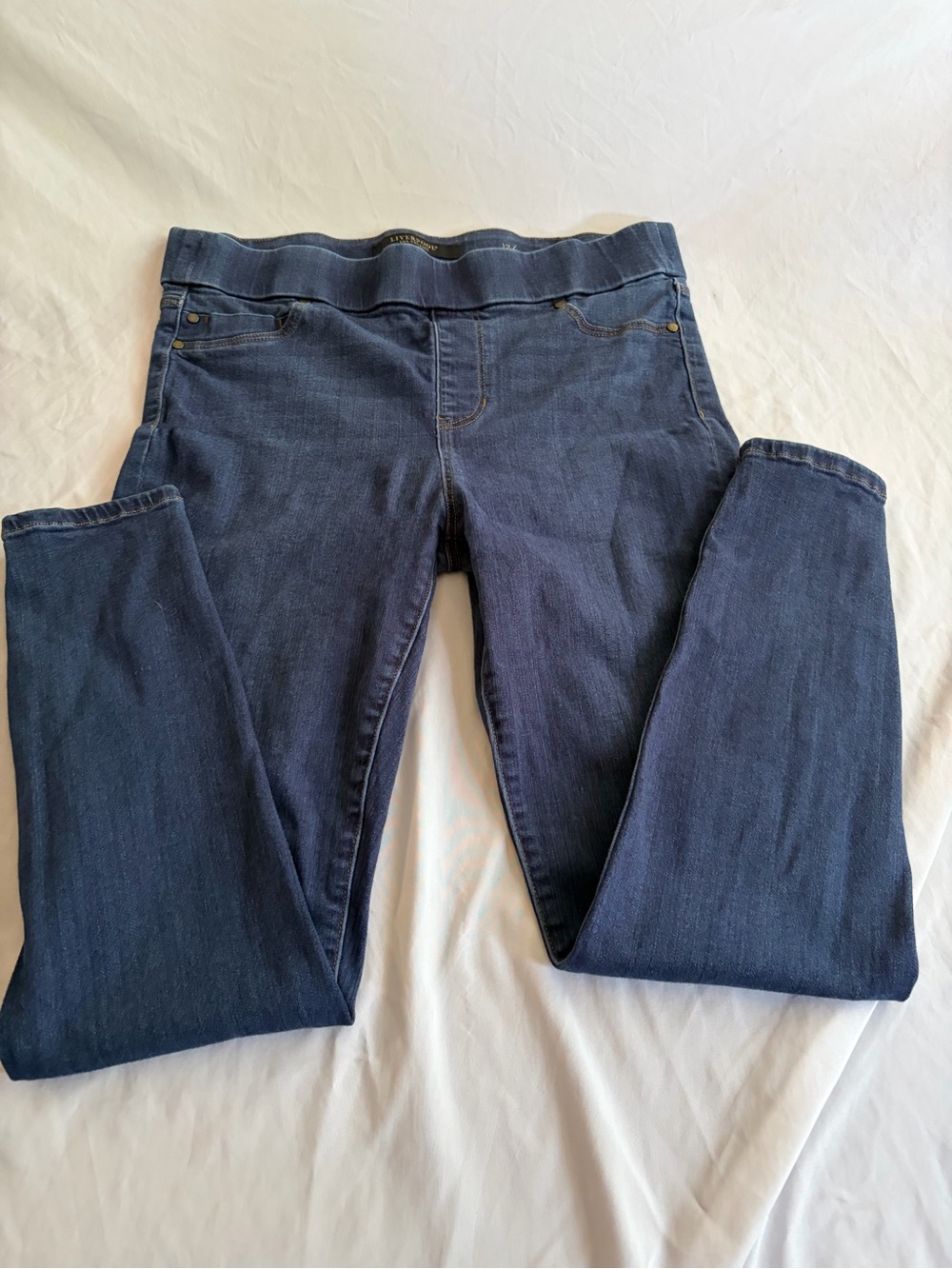 Liverpool Dark Blue Ankle Pull-On Jeans Size 12/31